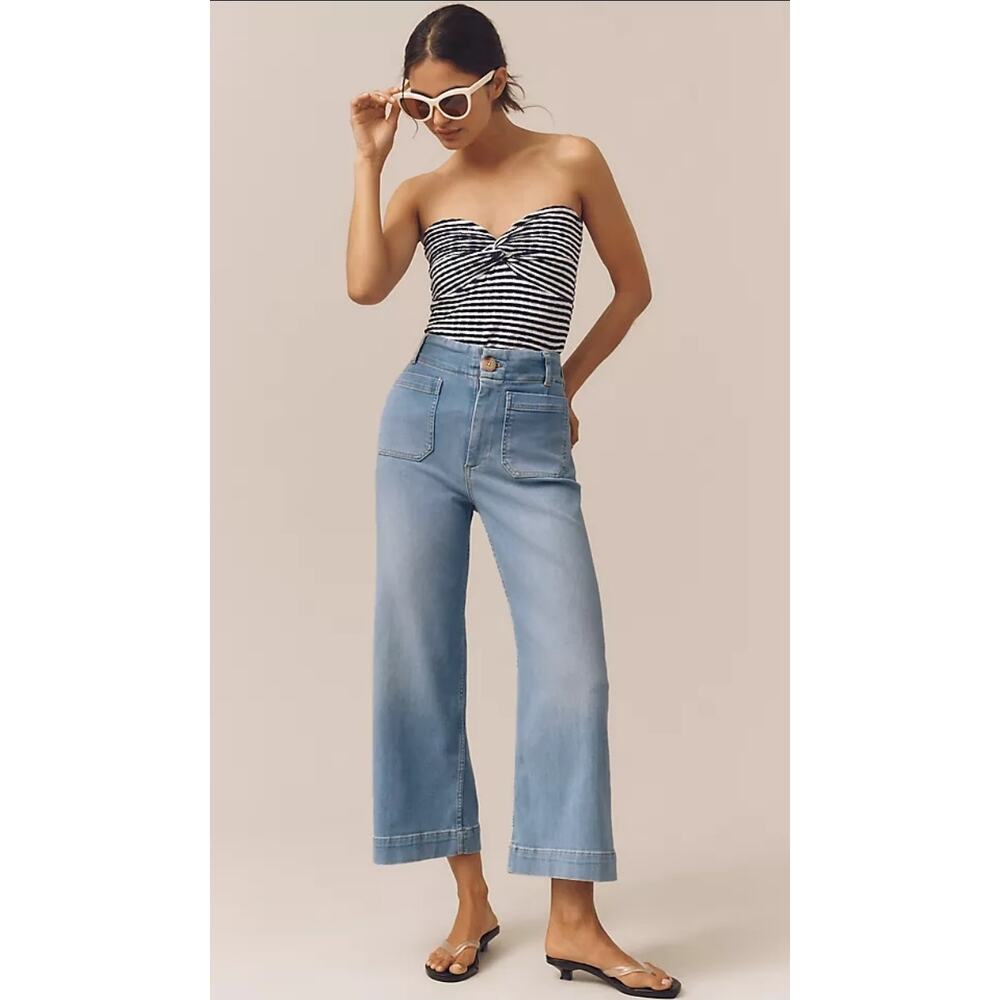 Maeve Collette Wide Leg Cropped Jeans